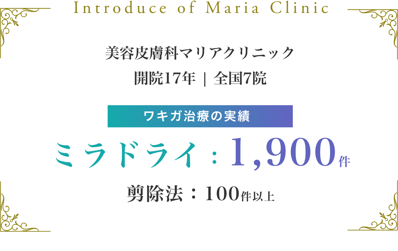美容皮膚科マリアクリニック　開院15年、全国8院 ワキガ治療の実績多数